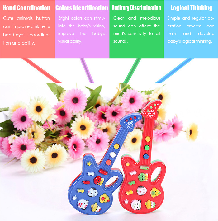 1PC Animal Button Electronic Guitar Early Educational Instrument Toy for Kid Child