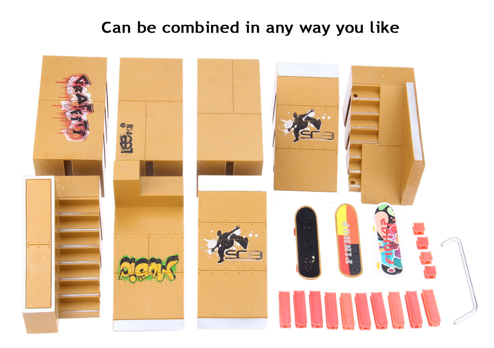 8pcs Skate Park Kit Ramp Parts for Tech Deck Fingerboard 8pcs Skate Park Kit Ramp Parts for Tech Deck Fingerboard
