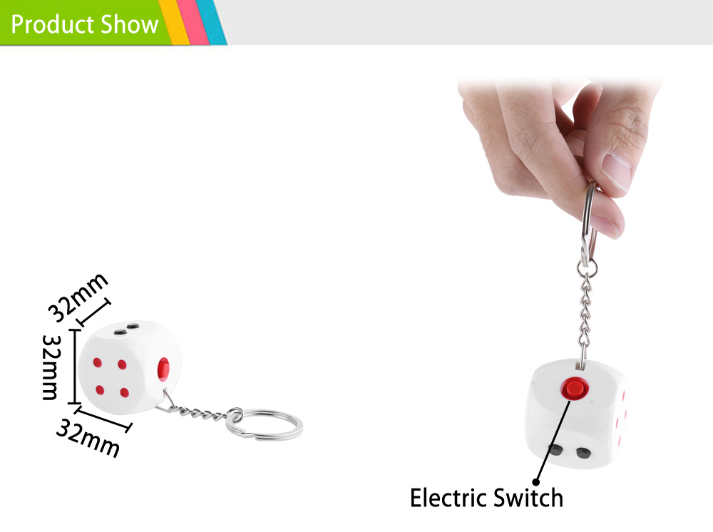 Funny Handshake Electric Shocking Dice Key Ring Joke Trick Toy