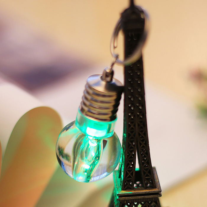 1pc Colorful LED Flashing Glass Bulb Keychain Key Ring for Decoration 1pc Colorful LED Flashing Glass Bulb Keychain Key Ring for Decoration