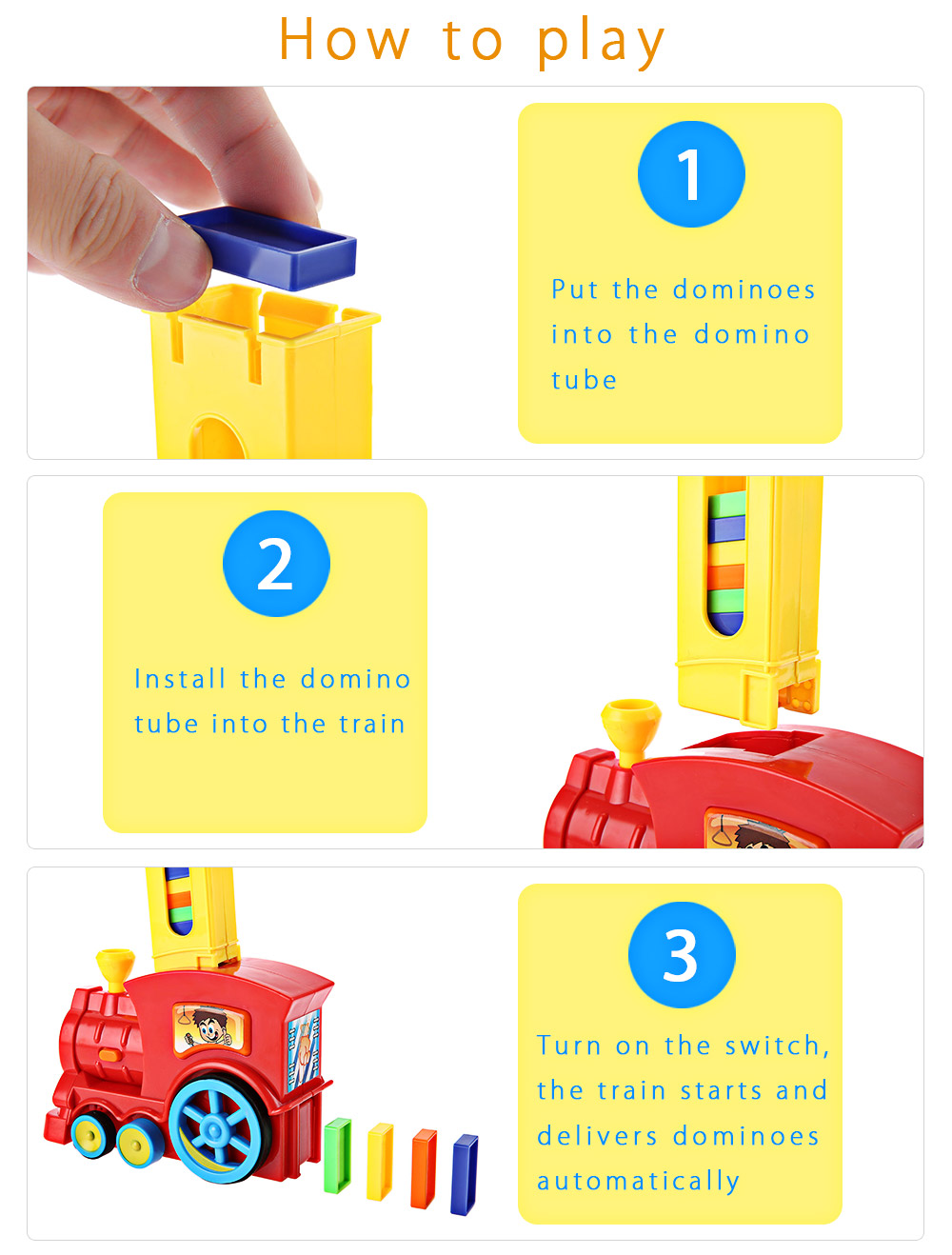 Domino Rally Train Toy Set Ideal Birthday Christmas Gift