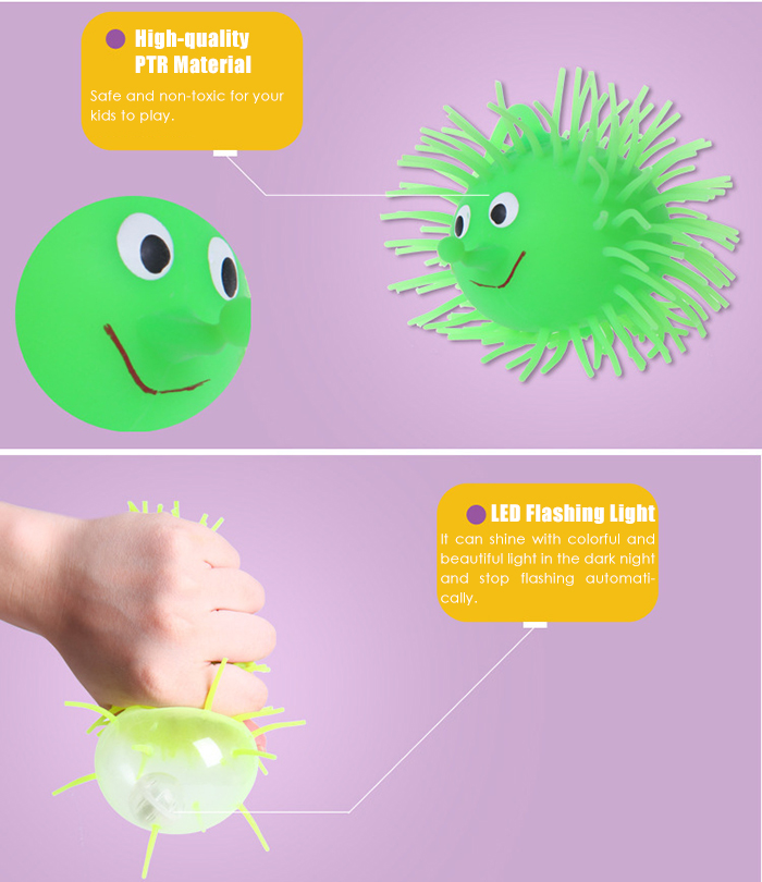 1pc Creative Flash LED Light Up Smile Face Squeeze Hedgehog Ball Toy for Kid 1pc Creative Flash LED Light Up Smile Face Squeeze Hedgehog Ball Toy for Kid