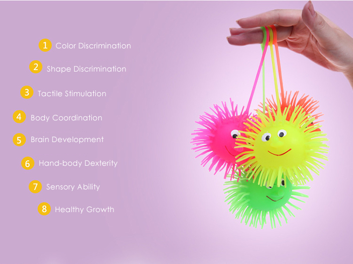 1pc Creative Flash LED Light Up Smile Face Squeeze Hedgehog Ball Toy for Kid