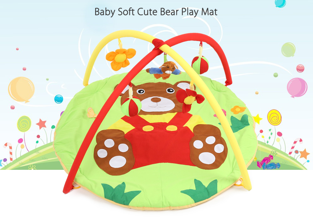 Baby Soft Play Mat Bear Gym Blanket with Frame