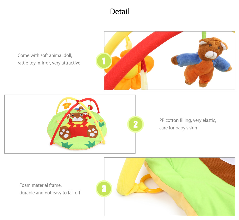 Baby Soft Play Mat Bear Gym Blanket with Frame