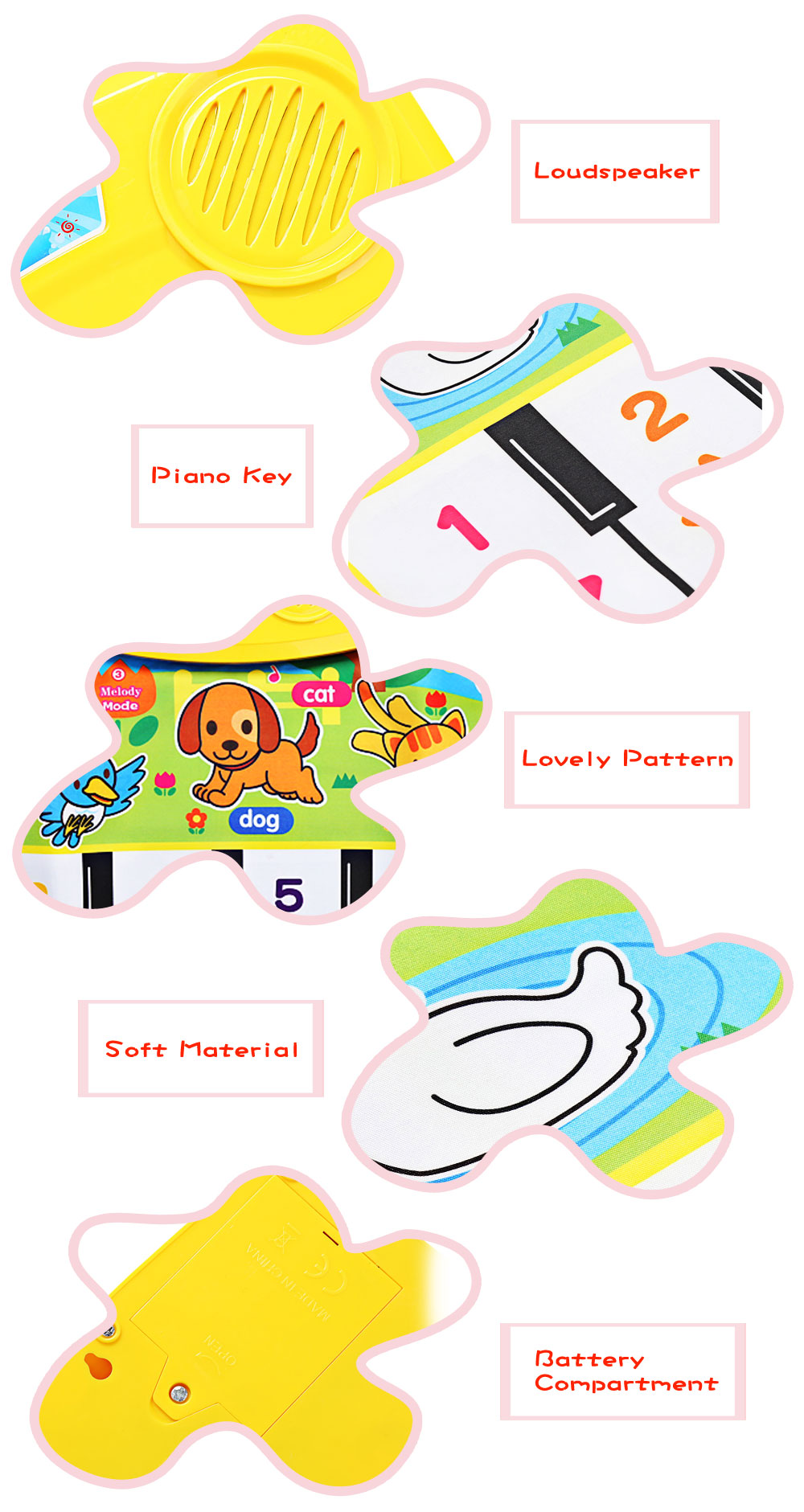 Baby Musical Animal Piano Play Mat Language Learning Toy Baby Musical Animal Piano Play Mat Language Learning Toy