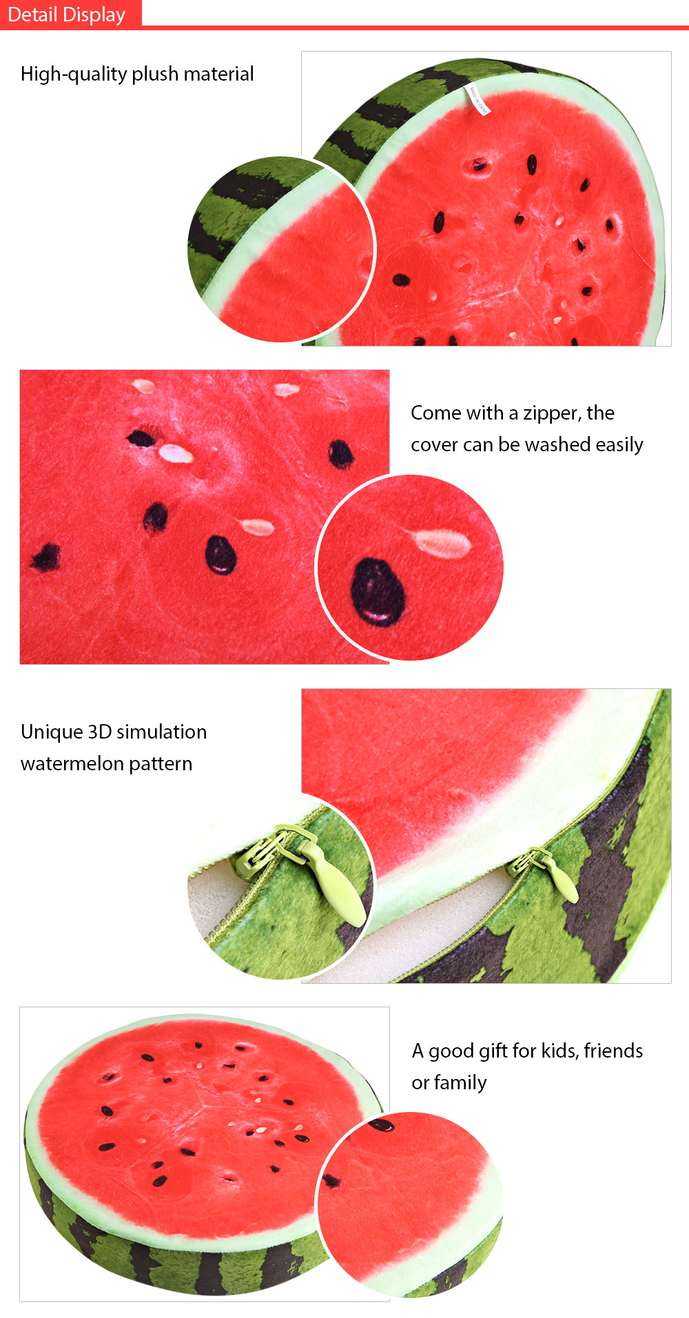 Stuffed Simulation Watermelon Pillow Cushion Plush Toy