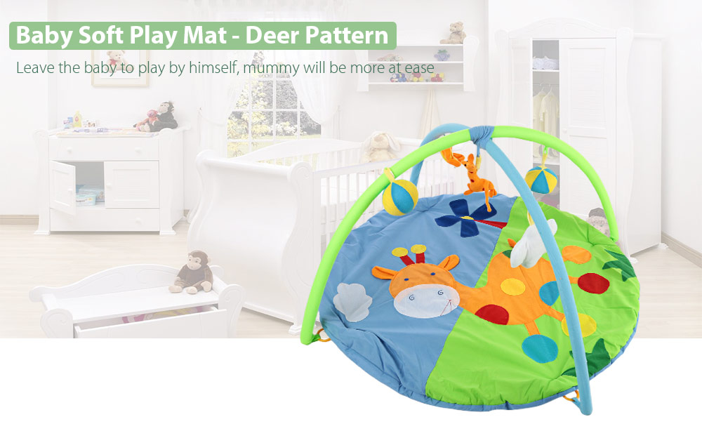 Baby Soft Play Mat Deer Gym Blanket with Frame 