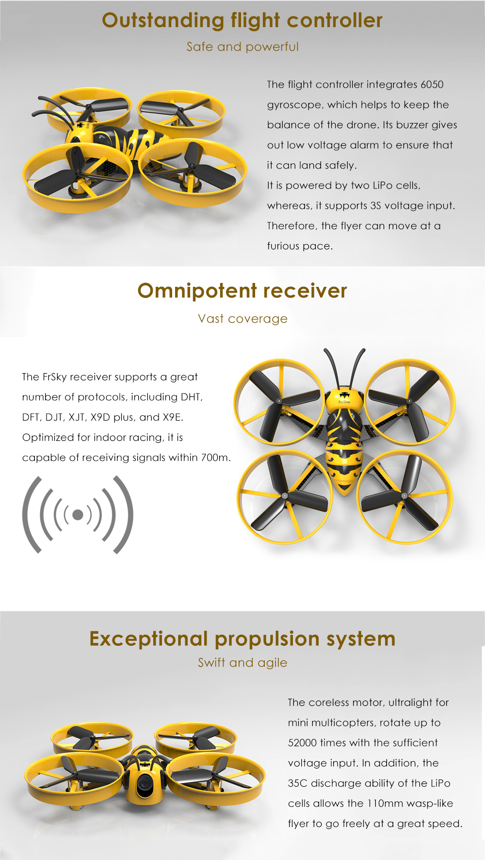 F90 90mm Wasp Mini RC Drone BNF 5.8G 40CH FPV 600TVL Camera Coreless Motor for Indoor Racing