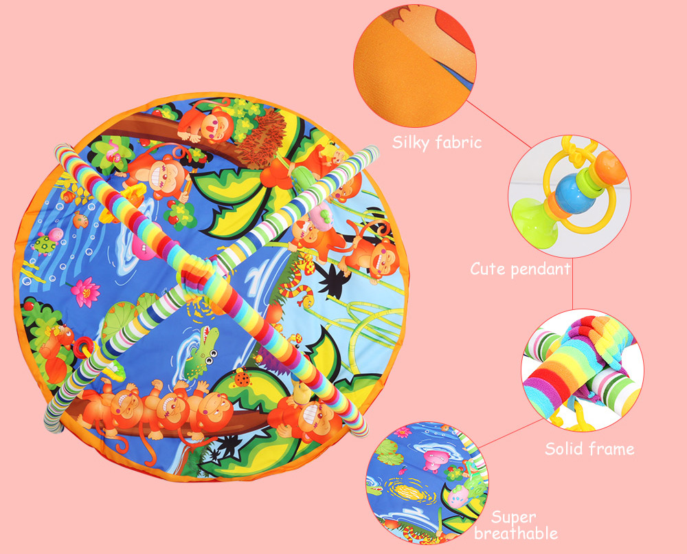 Kids Soft Play Mat Cartoon Animal Gym Blanket with Frame Rattle Crawling Developmental Toy Kids Soft Play Mat Cartoon Animal Gym Blanket with Frame Rattle Crawling Developmental Toy