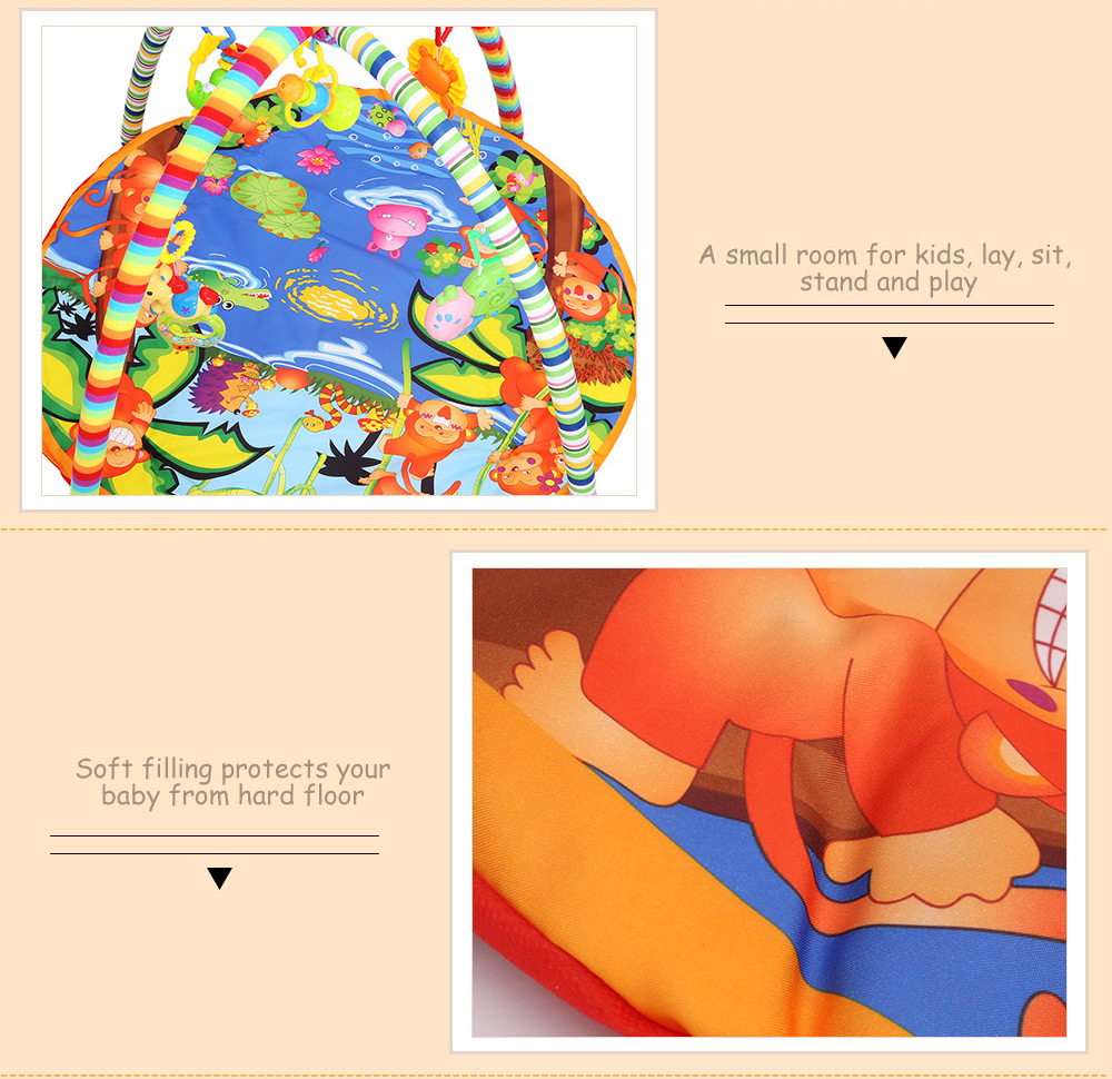 Kids Soft Play Mat Cartoon Animal Gym Blanket with Frame Rattle Crawling Developmental Toy Kids Soft Play Mat Cartoon Animal Gym Blanket with Frame Rattle Crawling Developmental Toy