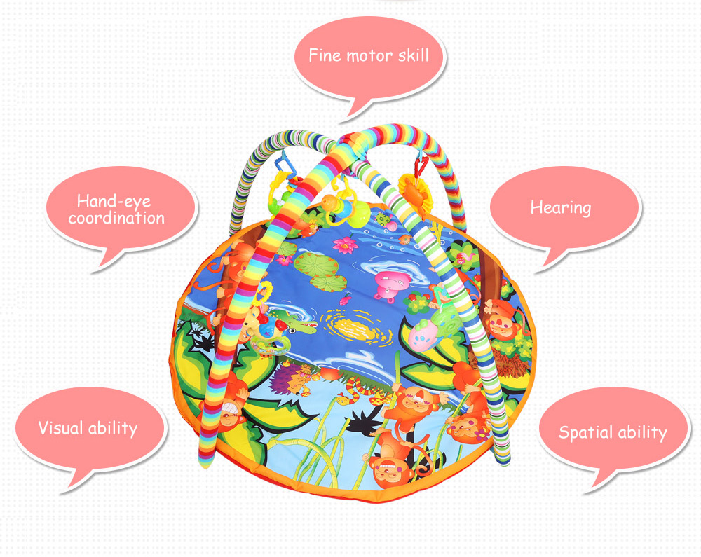Kids Soft Play Mat Cartoon Animal Gym Blanket with Frame Rattle Crawling Developmental Toy Kids Soft Play Mat Cartoon Animal Gym Blanket with Frame Rattle Crawling Developmental Toy