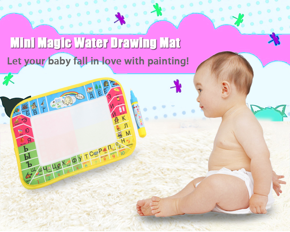 Kids Mini Magic Water Drawing Russian Writing Mat Toy with Watercolor Pen
