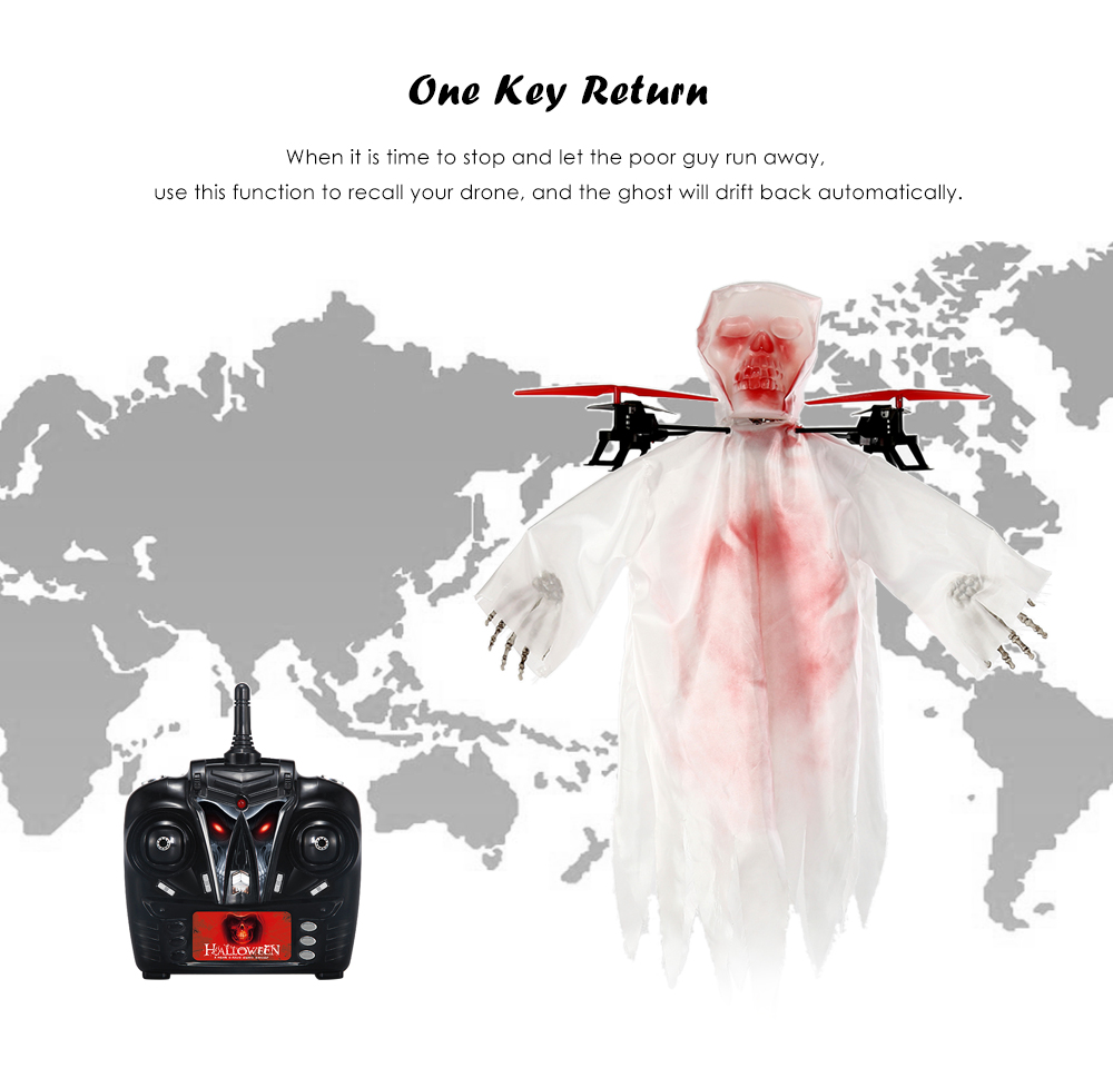 1031 Skull RC Quadcopter with 2.4GHz 4CH 6-axis Gyro Lighting Control for Halloween