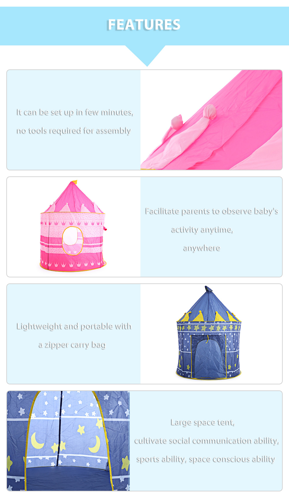 Kids Foldable Play House Portable Outdoor Indoor Toy Tent Castle Cubby Kids Foldable Play House Portable Outdoor Indoor Toy Tent Castle Cubby