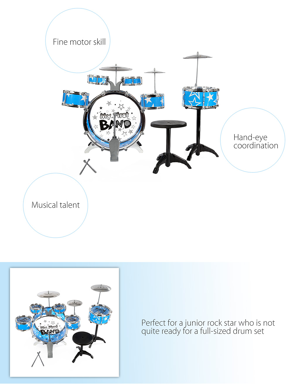 Children Drums Kit Musical Instrument Toy with Cymbals Stool Christmas Birthday Gift Children Drums Kit Musical Instrument Toy with Cymbals Stool Christmas Birthday Gift