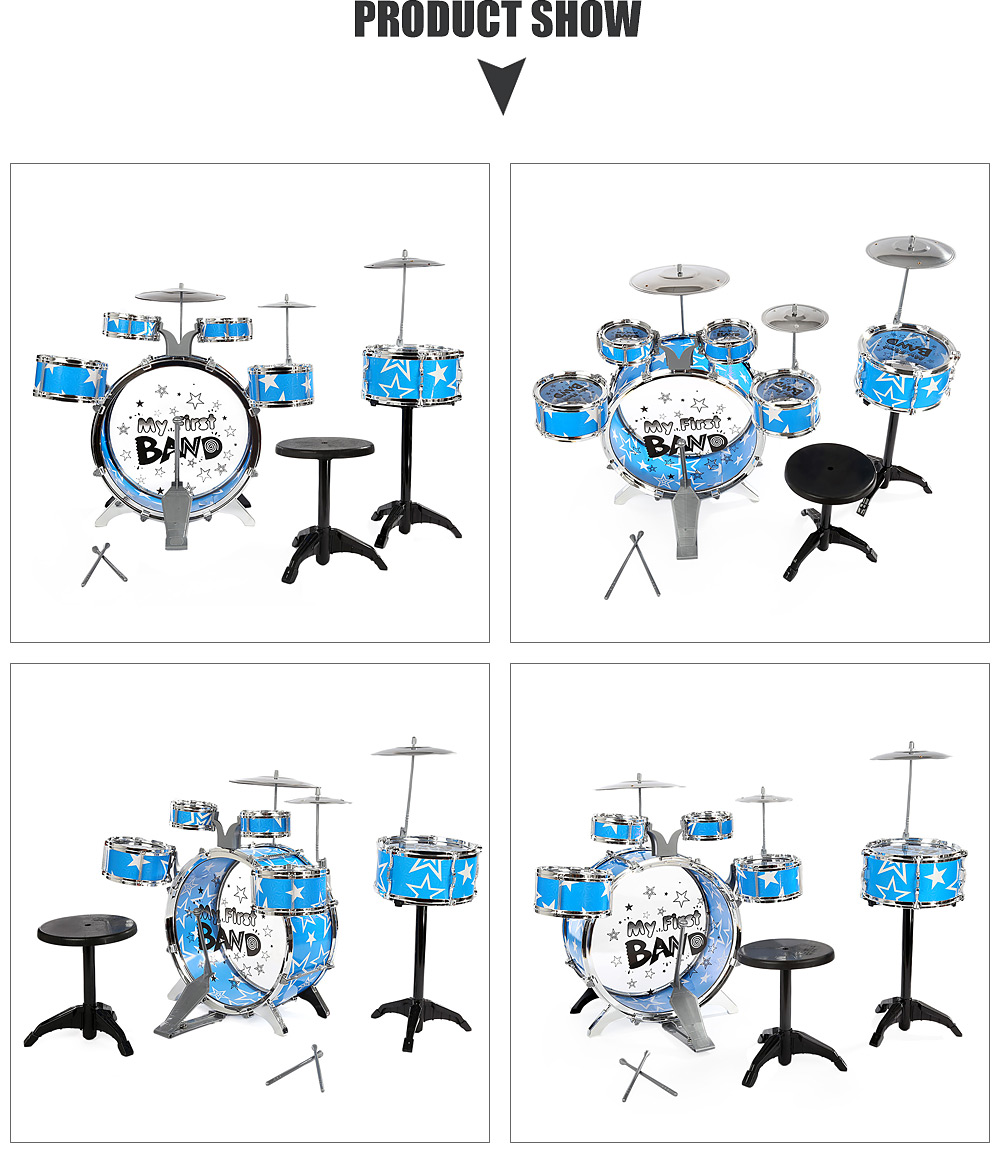 Children Drums Kit Musical Instrument Toy with Cymbals Stool Christmas Birthday Gift Children Drums Kit Musical Instrument Toy with Cymbals Stool Christmas Birthday Gift