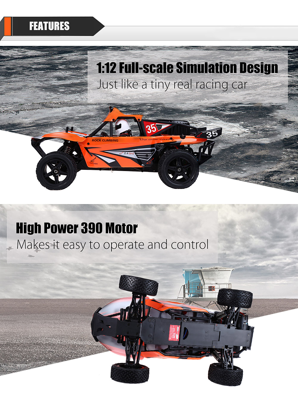 WLtoys K959 2.4GHz 1:12 2WD RTR 40KM/H Remote Control Climb Truck Off-road Vehicle