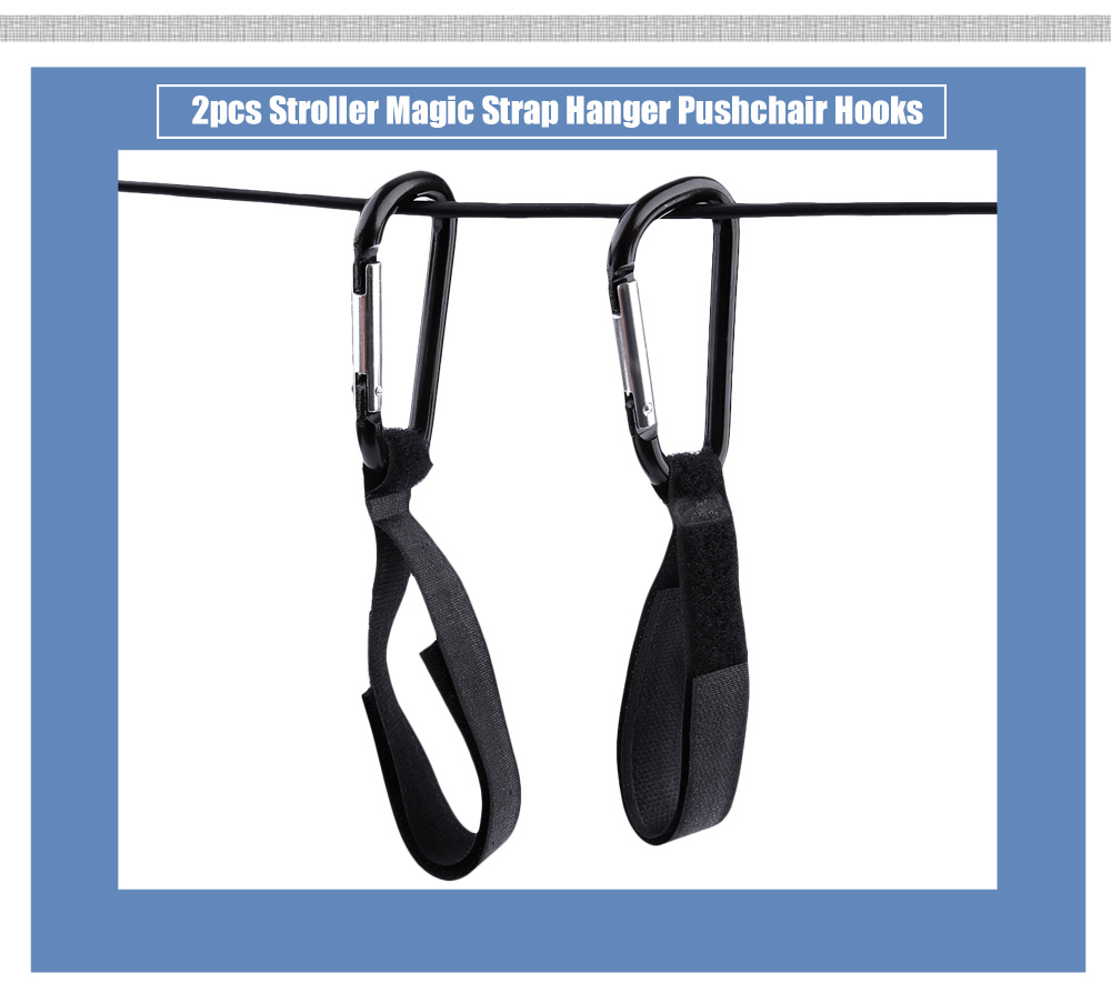 2pcs Pushchair Hooks Stroller Magic Tape Strap Hanger