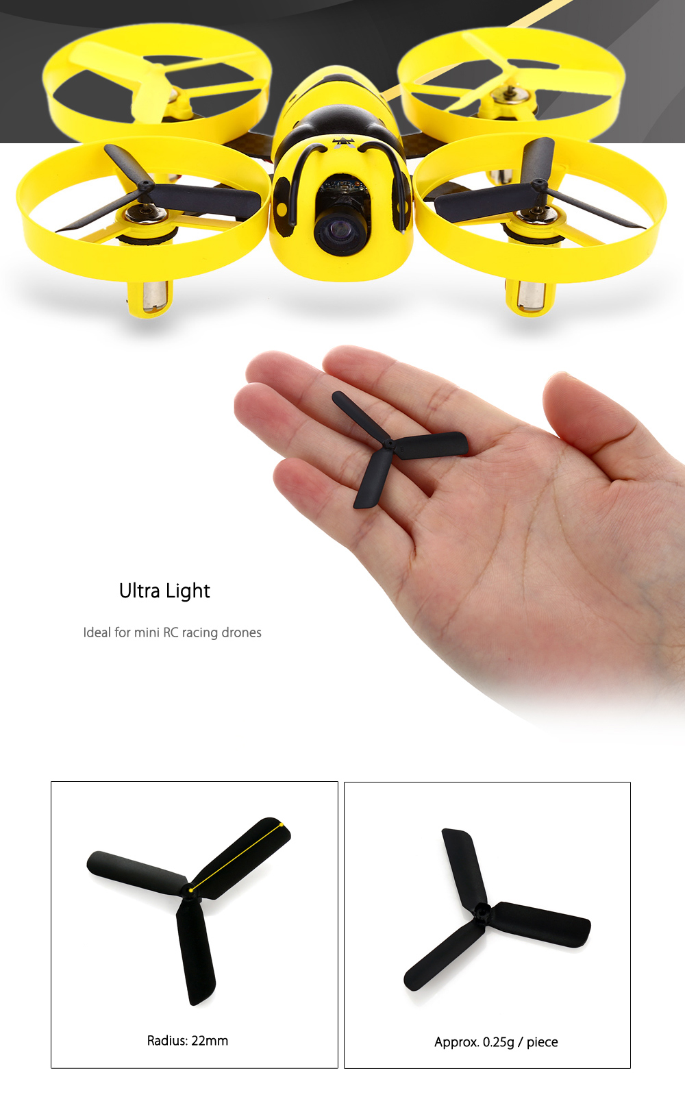 44mm Three-blade Propeller 12pcs for F90 90mm Wasp RC Racing Drone 44mm Three-blade Propeller 12pcs for F90 90mm Wasp RC Racing Drone