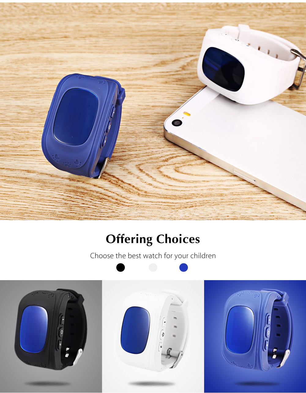 Q50 (q1213) Waterproof LCD Display Kids GPS Intelligent Watch Telephone Pedometer