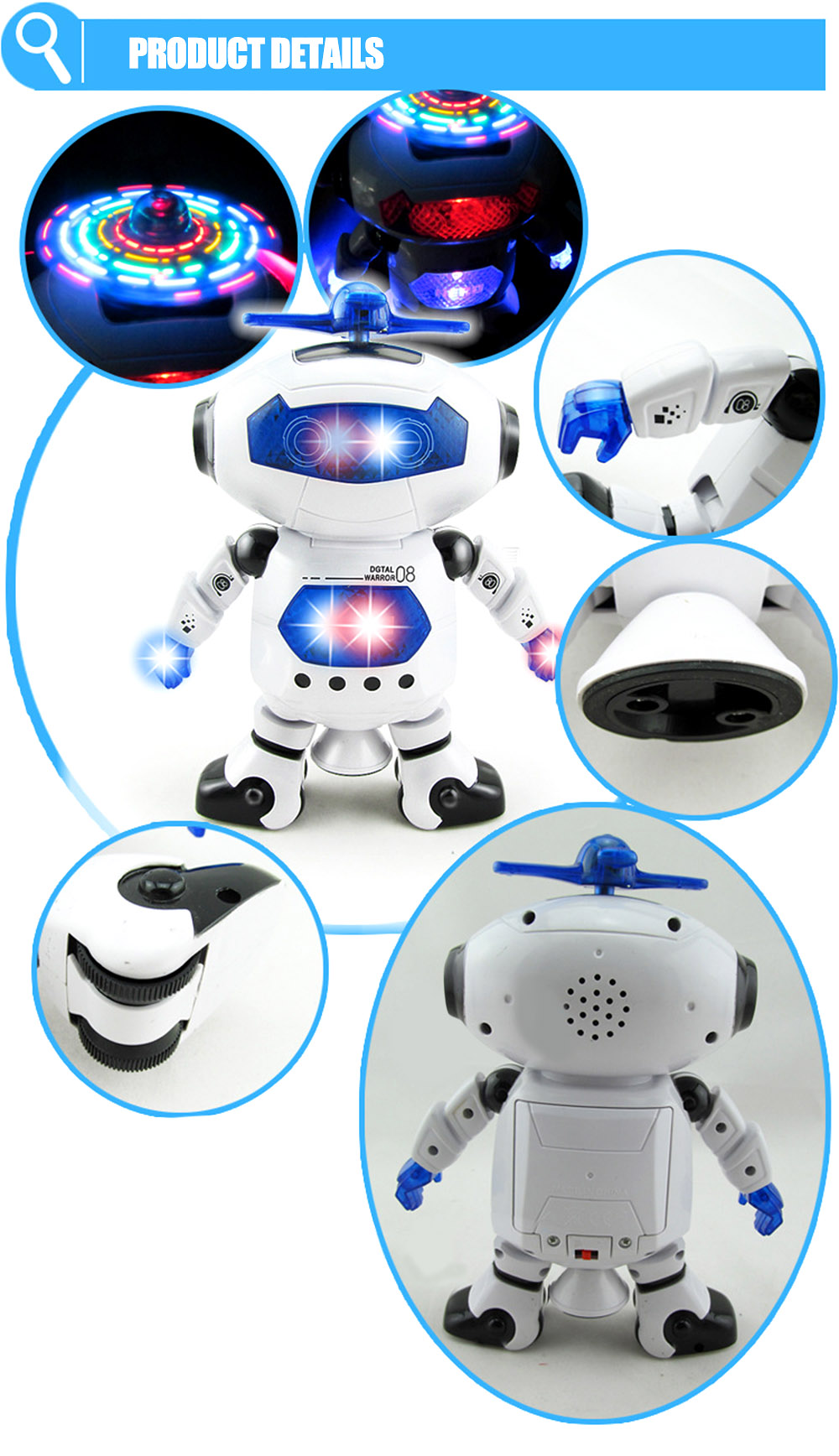 Children Electronic Walking Dancing Robot with Music Light