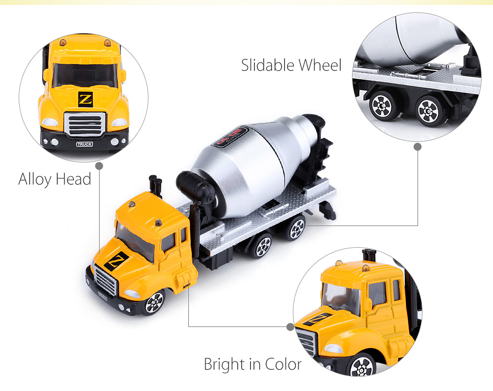 Children Alloy 1:64 Scale Concrete Mixer Truck Emulation Model Toy Present