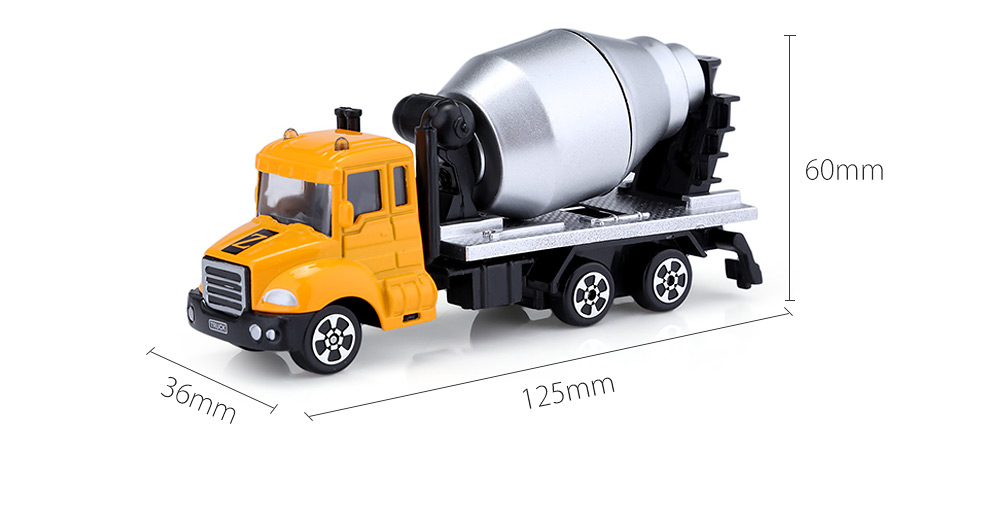 Children Alloy 1:64 Scale Concrete Mixer Truck Emulation Model Toy Present