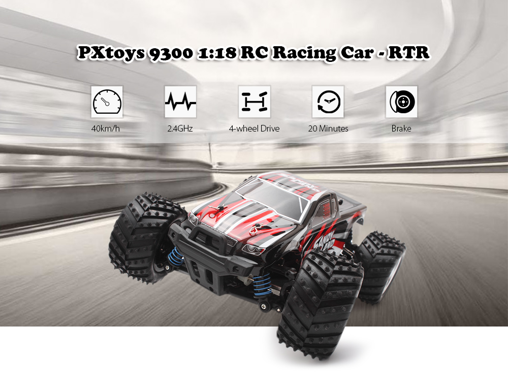 PXtoys 9300 1:18 4WD RC Racing Car RTR 40km/h / 2.4GHz Full Proportional Control PXtoys 9300 1:18 4WD RC Racing Car RTR 40km/h / 2.4GHz Full Proportional Control