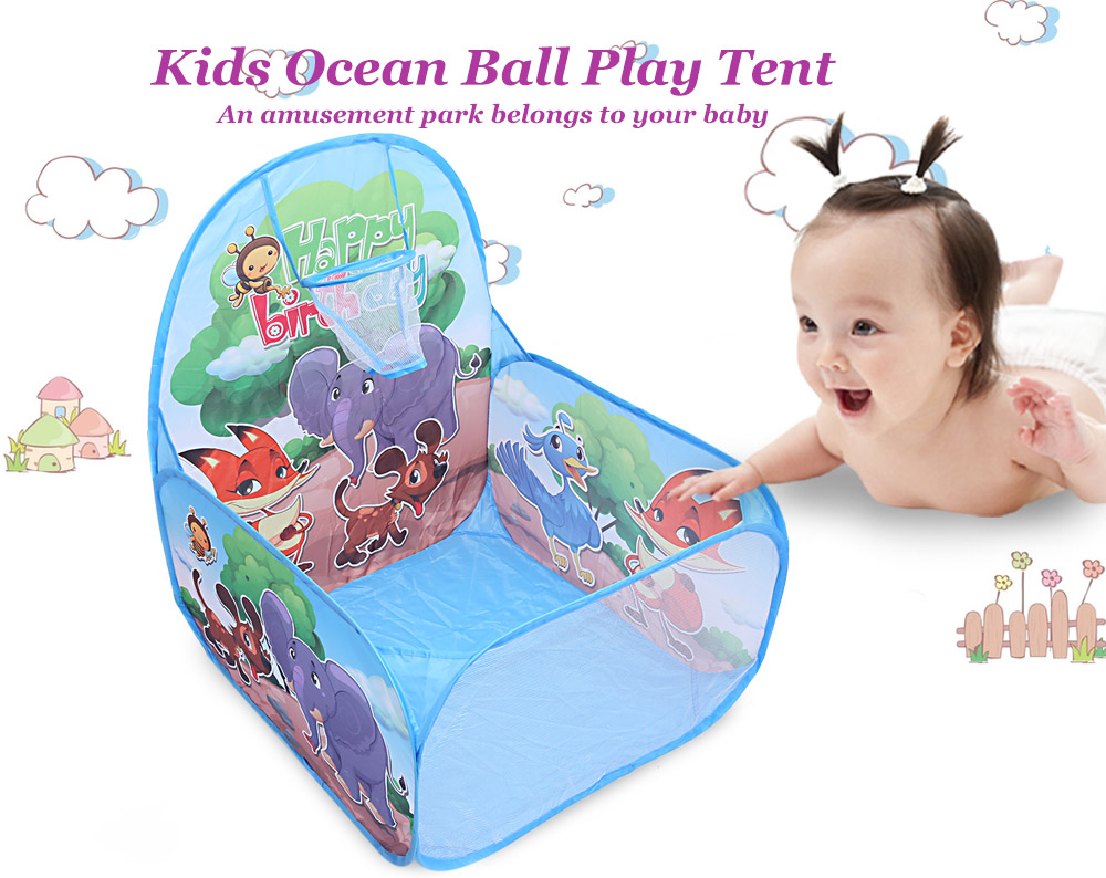 Ocean Ball Pit with Basket Kids Foldable Pool Tent Indoor Outdoor Sports Toy