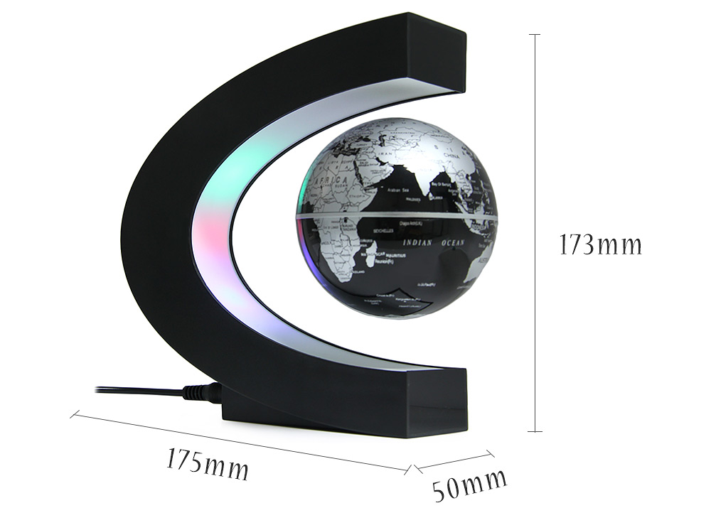 C Shape Levitation Floating Globe Rotating Magnetic World Map Colorful LED Lamp Gift Decoration C Shape Levitation Floating Globe Rotating Magnetic World Map Colorful LED Lamp Gift Decoration