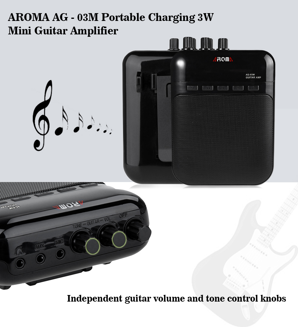 AROMA AG - 03M Portable Charging 3W Mini Guitar Amplifier AROMA AG - 03M Portable Charging 3W Mini Guitar Amplifier