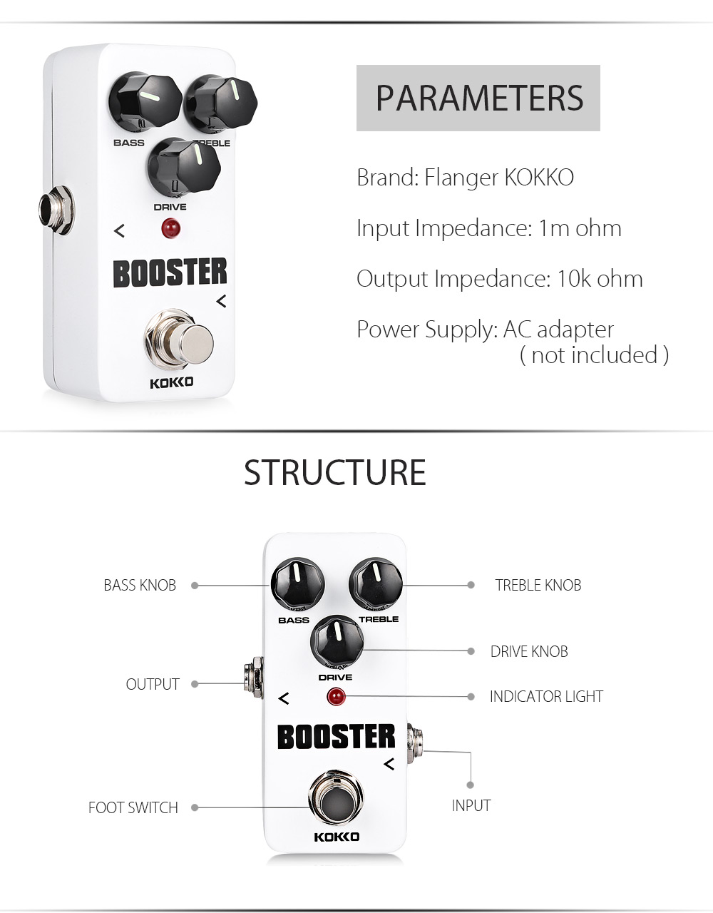 Flanger KOKKO Booster Pure Analog Circuit True Bypass Design Mini Guitar Effect Pedal