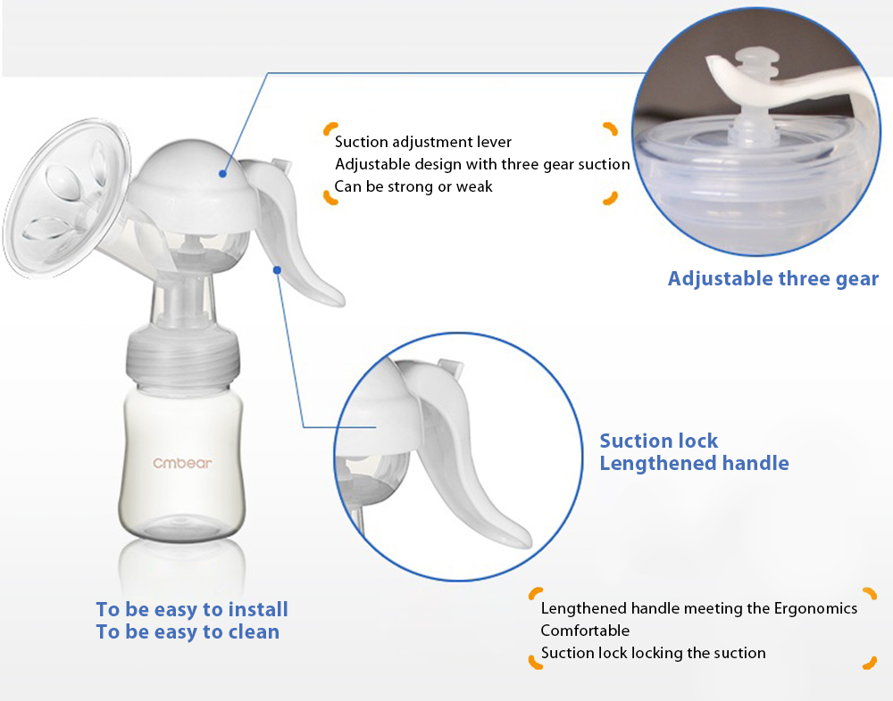 Cmbear Portable BPA Free Adjustable Advanced Manual Breast Pump