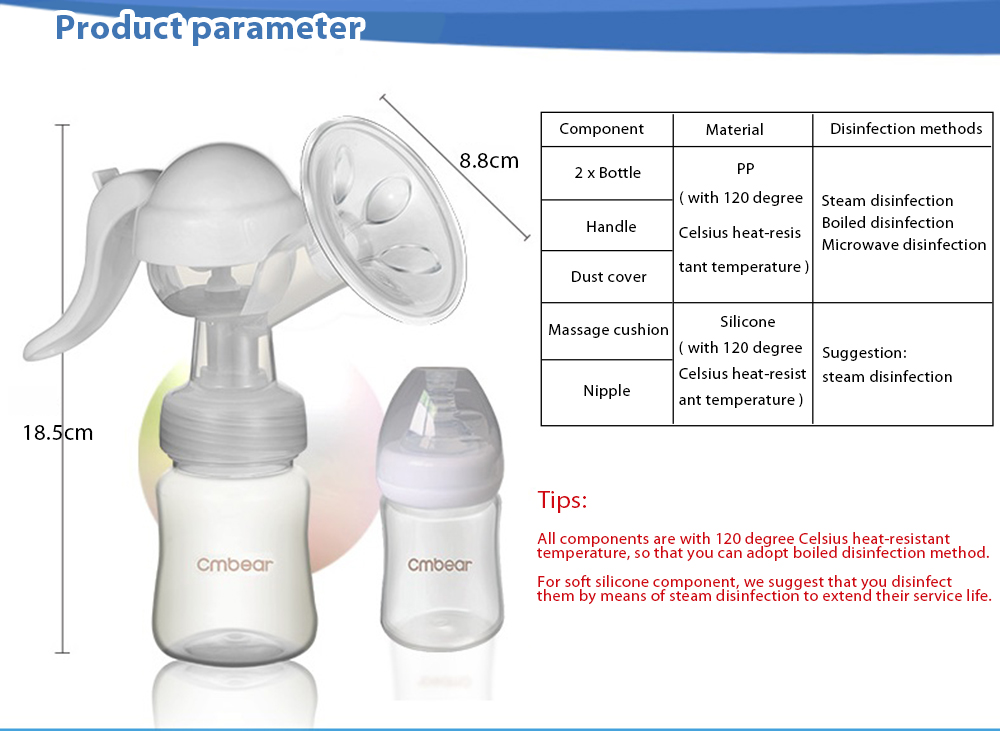 Cmbear Portable BPA Free Adjustable Advanced Manual Breast Pump Cmbear Portable BPA Free Adjustable Advanced Manual Breast Pump