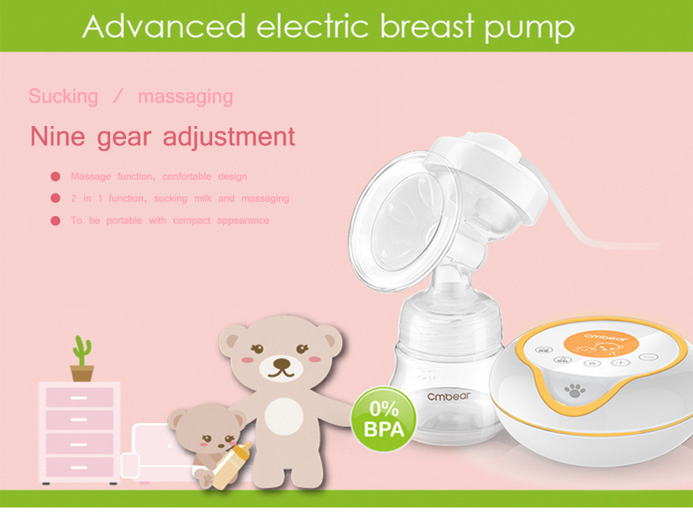 Cmbear Portable Ultra Quiet Operation Massage Backflow Protection Advanced Electric Breast Pump