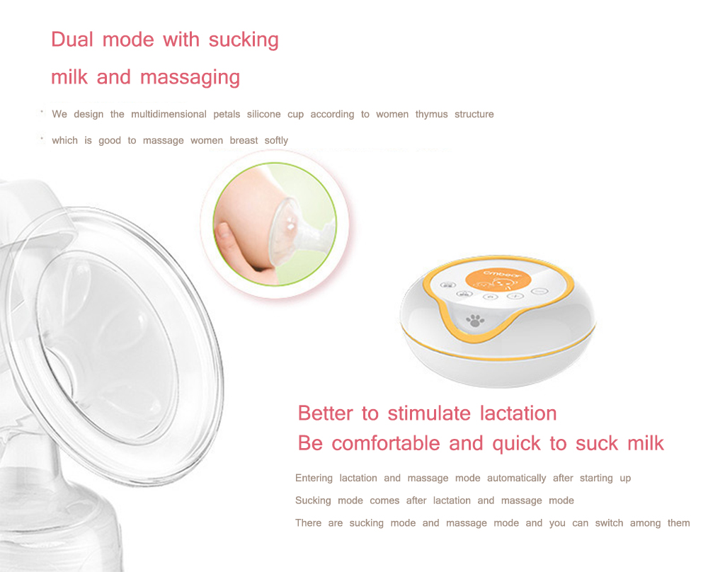 Cmbear Portable Ultra Quiet Operation Massage Backflow Protection Advanced Electric Breast Pump