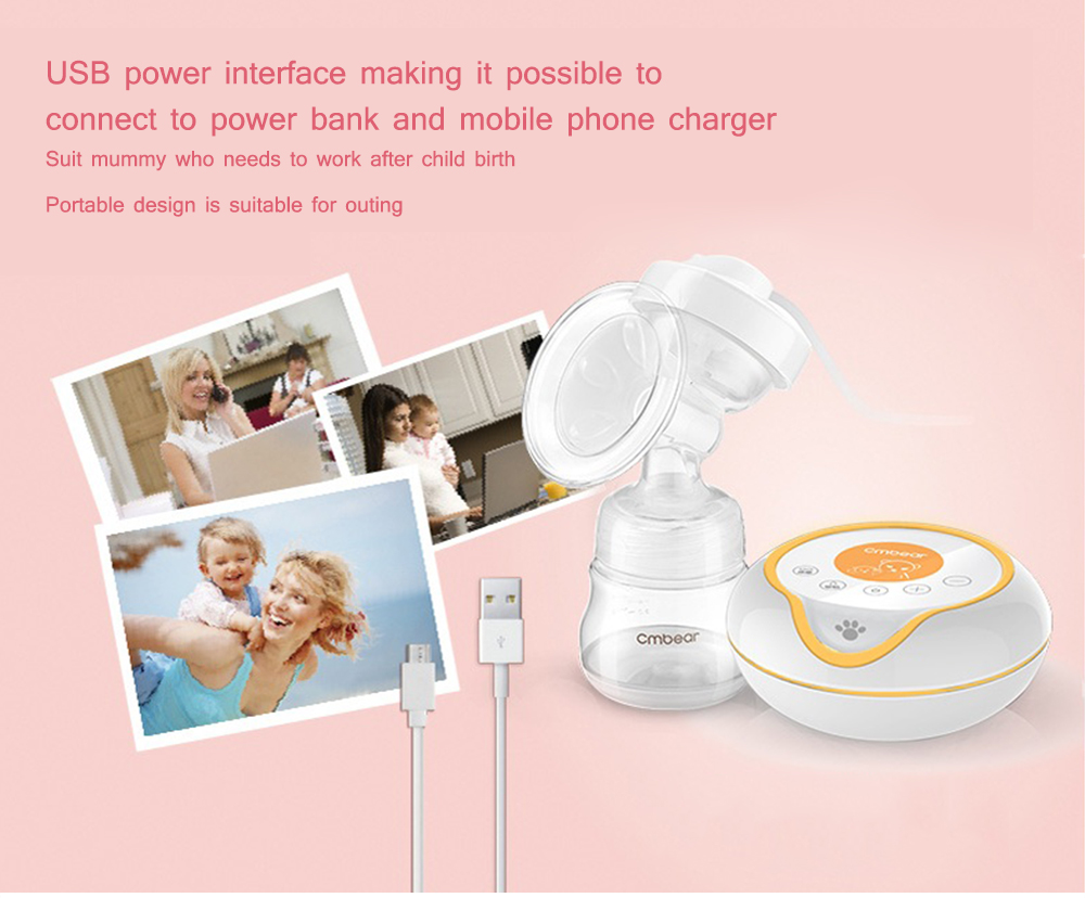 Cmbear Portable Ultra Quiet Operation Massage Backflow Protection Advanced Electric Breast Pump