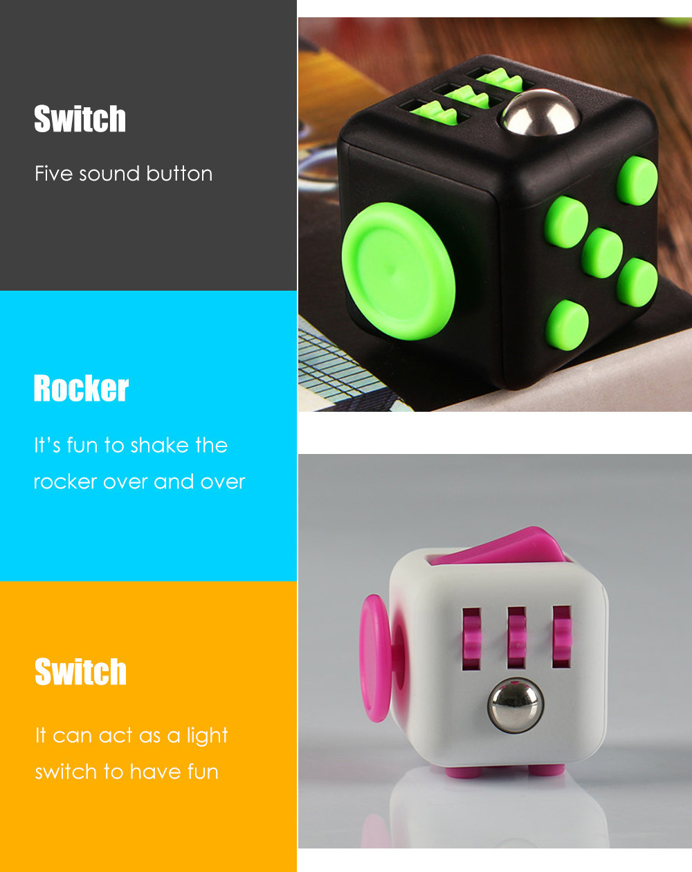 Fidget Magic Cube Style Stress Reliever Pressure Reducing Toy for Office Worker