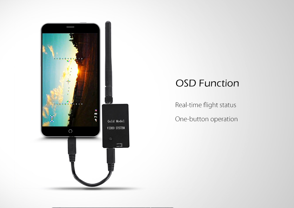 Gold Model 5.8G 150CH OTG FPV Receiver Engine with Signal Strength OSD for Smartphone Tablet