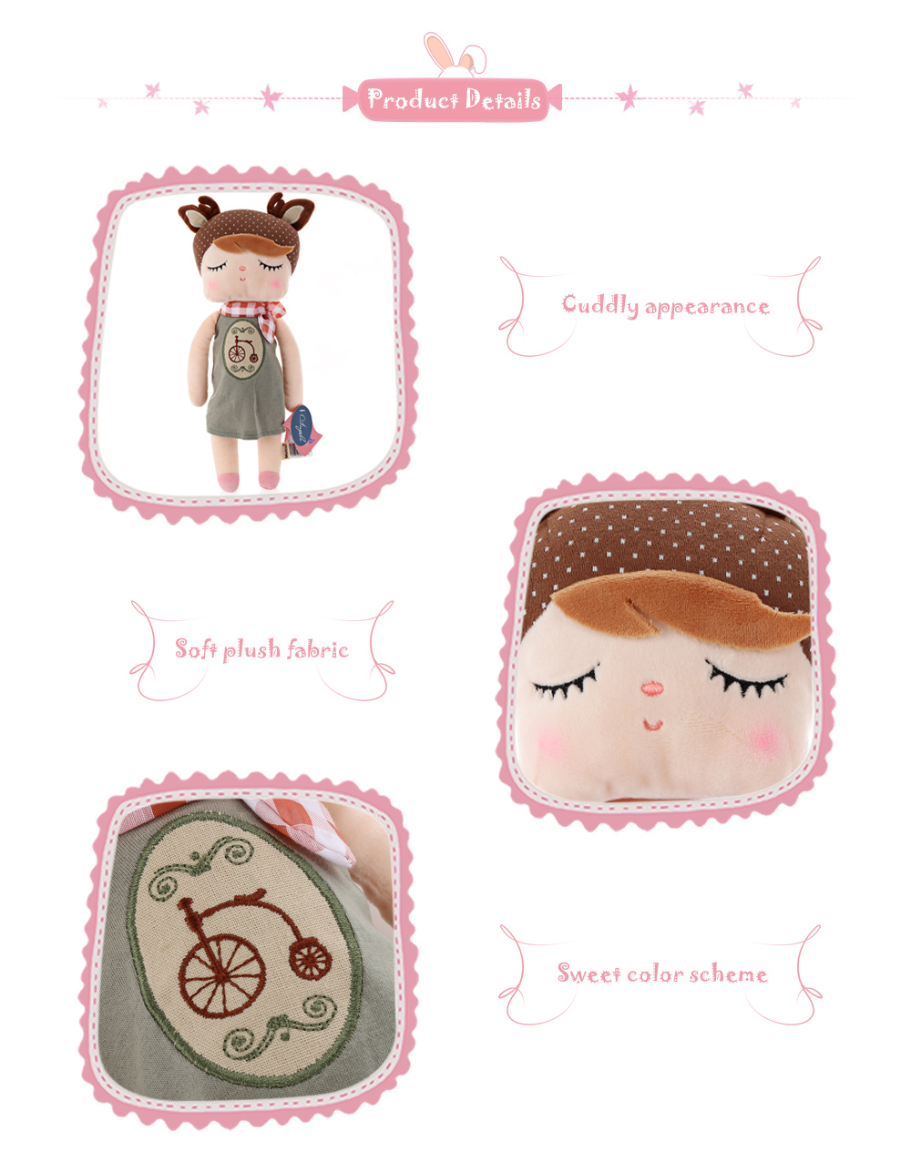 Metoo Angela Stuffed Plush Doll Toy Cute Classical Birthday Christmas Gift - Bike