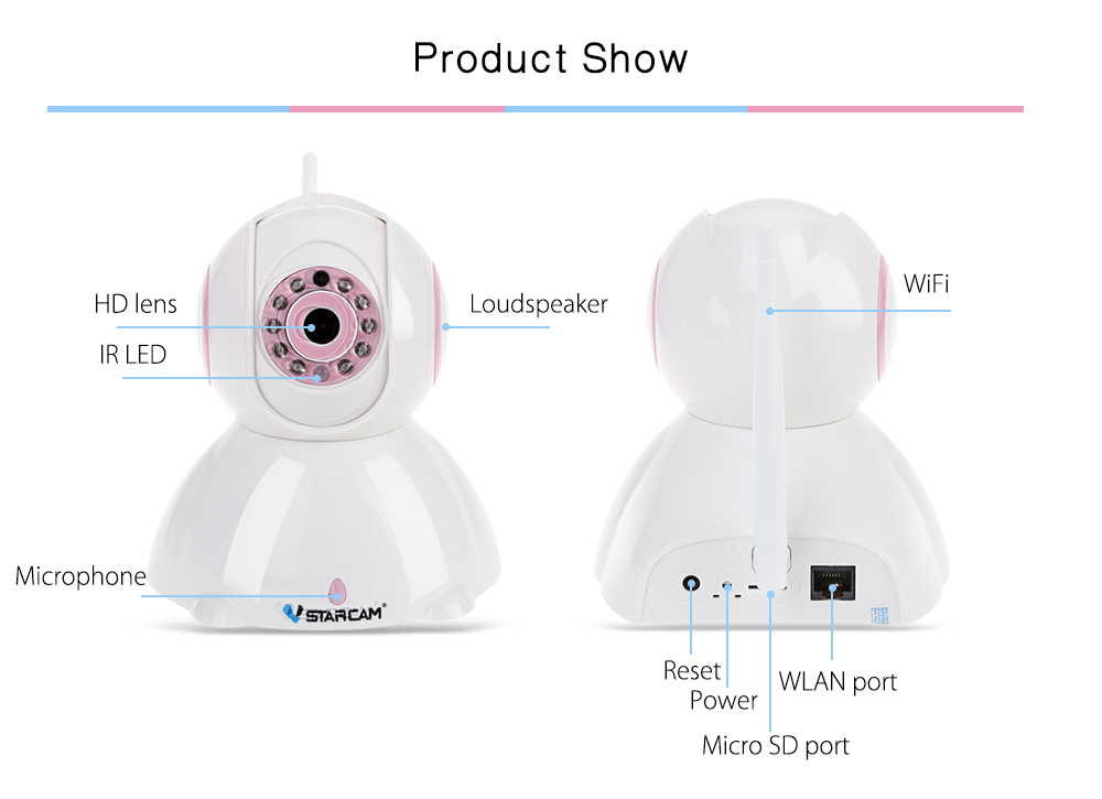 Vstarcam C42 720P HD Panoramic IP Camera IR-cut Motion Detection