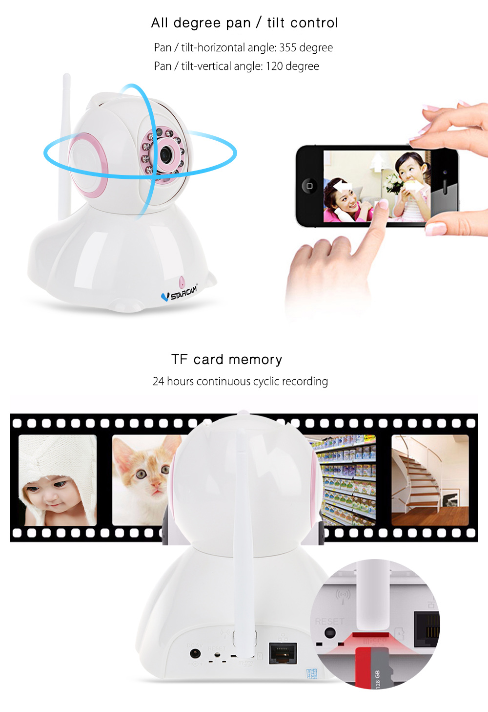 Vstarcam C42 720P HD Panoramic IP Camera IR-cut Motion Detection Vstarcam C42 720P HD Panoramic IP Camera IR-cut Motion Detection