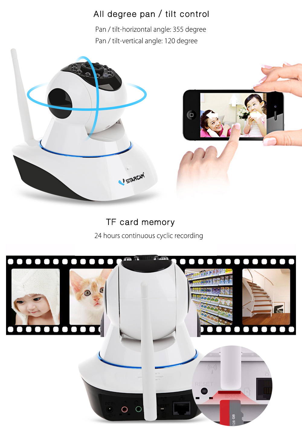 Vstarcam C25 720P HD Panoramic IP Camera IR-cut Motion Detection Vstarcam C25 720P HD Panoramic IP Camera IR-cut Motion Detection
