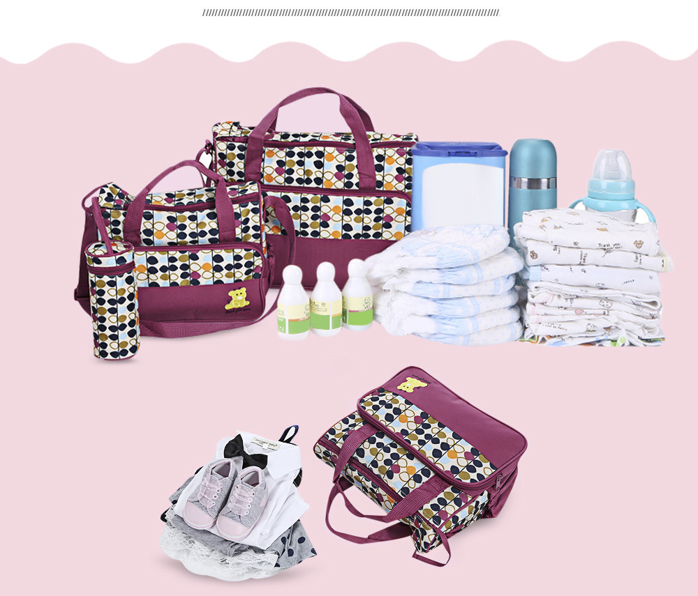5pcs Zipper Handbag Portable Diaper Pad Bottle Holder Food Bags 5pcs Zipper Handbag Portable Diaper Pad Bottle Holder Food Bags