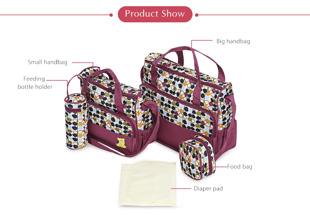 5pcs Zipper Handbag Portable Diaper Pad Bottle Holder Food Bags