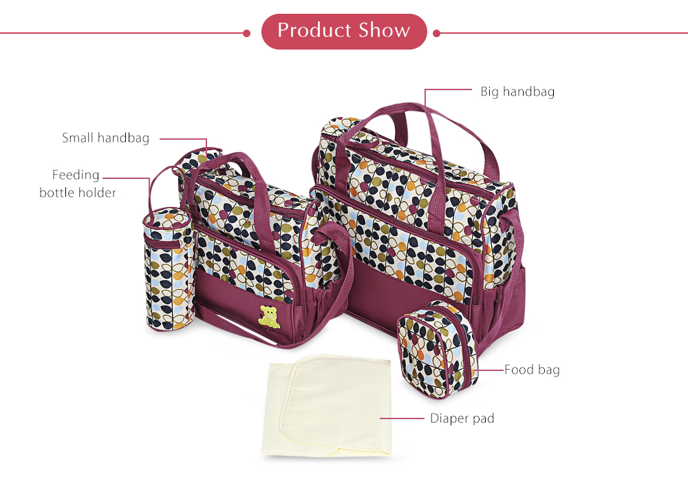 5pcs Zipper Handbag Portable Diaper Pad Bottle Holder Food Bags 5pcs Zipper Handbag Portable Diaper Pad Bottle Holder Food Bags