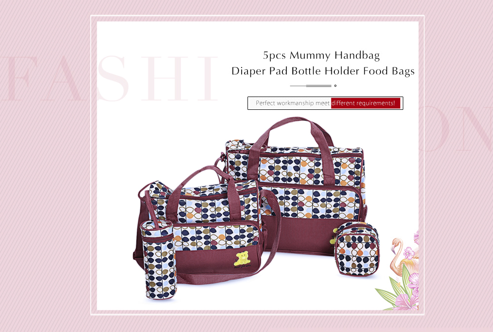 5pcs Zipper Handbag Portable Diaper Pad Bottle Holder Food Bags 5pcs Zipper Handbag Portable Diaper Pad Bottle Holder Food Bags