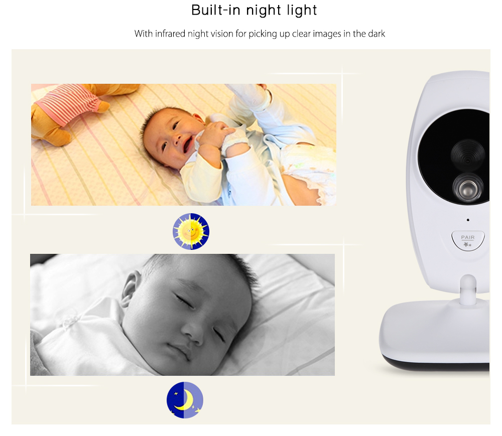 7.0 inch 2.4GHz Wireless TFT LCD Dual View Video Baby Monitor with Infrared Night Vision