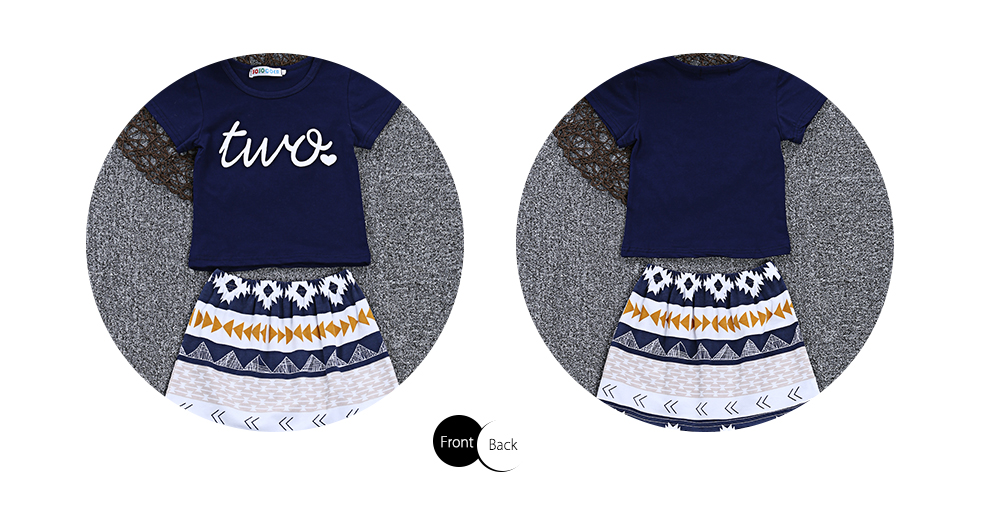 SOSOCOER Kids Letter Two Print T-shirt Geometric Skirt Outfit Child Suit SOSOCOER Kids Letter Two Print T-shirt Geometric Skirt Outfit Child Suit
